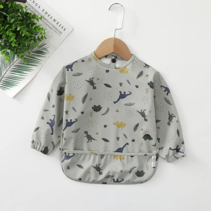 -Clearance- KUBY Baby Kids Waterproof sleeved bib Smock Feeding Bib（1~3years，80~100cm）