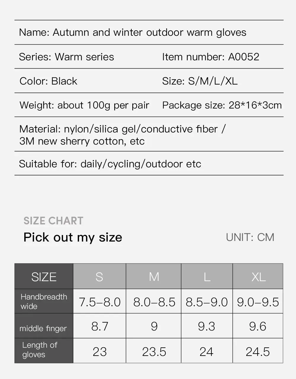 3M Black Waterproof Winter Gloves - Warm Cycling, Outdoor Sports