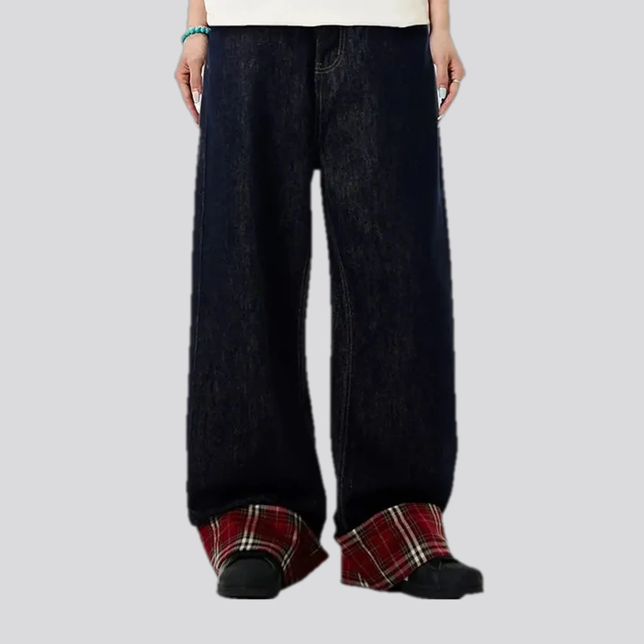 90s style checkerboard slouchy men's jeans