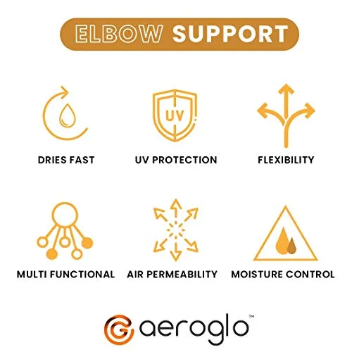 Aeroglo Health - Warm Compression Arm & Elbow Support Sleeve (Pair Pack in Re-usable Jar) for Pain, Jerk and Tan Prevention - Soft, Knitted & Breathable Material (Black)