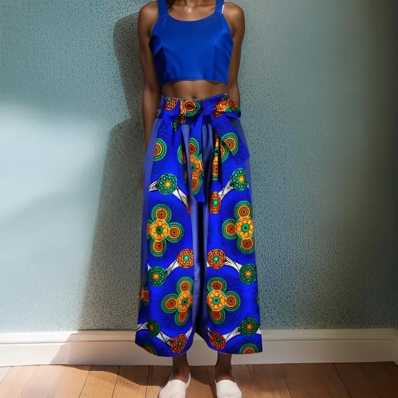 African Print Dashiki Denim Palazzo Pants