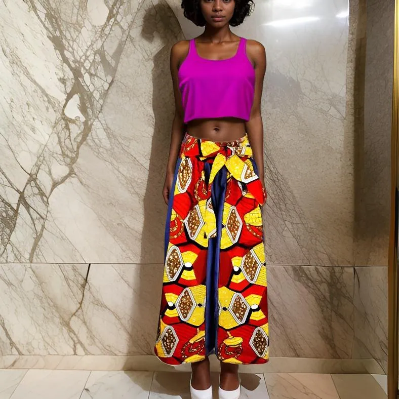 African Print Dashiki Denim Palazzo Pants