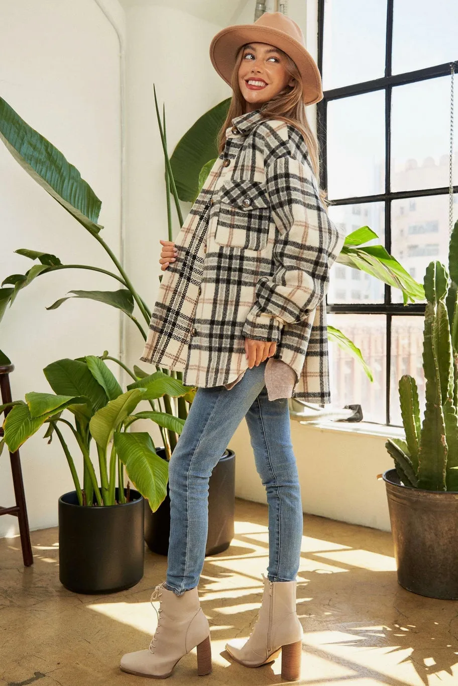 All the Neutrals Plaid Shacket