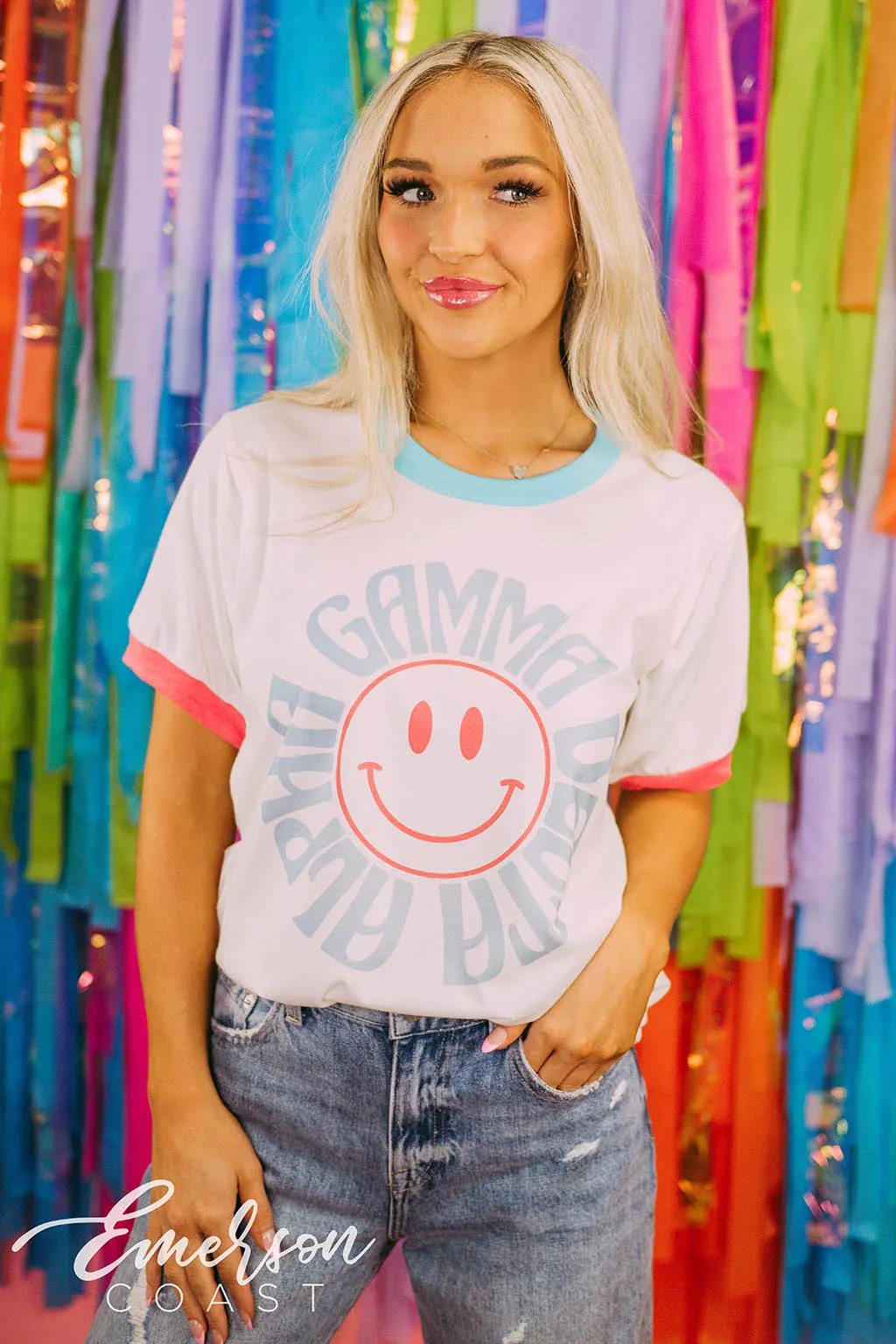 Alpha Gamma Delta Recruitment Smiley Face Ringer