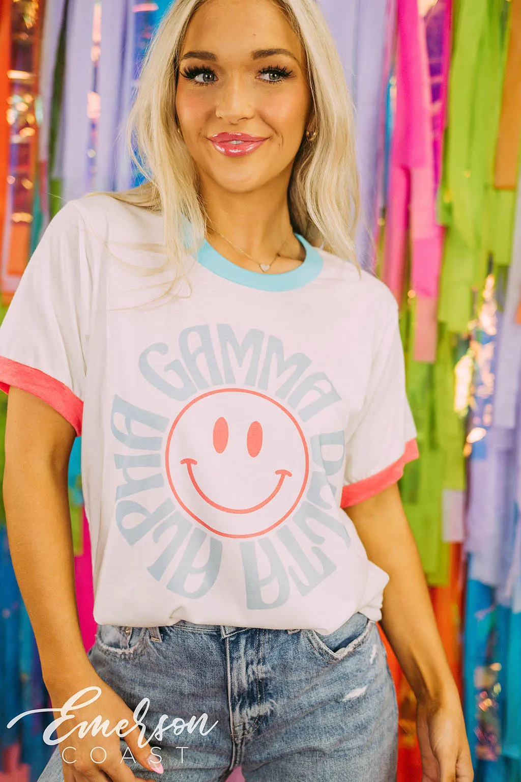 Alpha Gamma Delta Recruitment Smiley Face Ringer