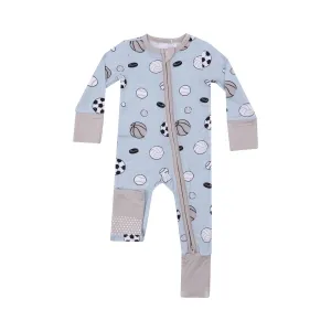 ANGEL DEAR- 2 WAY ZIPPER ROMPER - SPORTS BALL BLUE