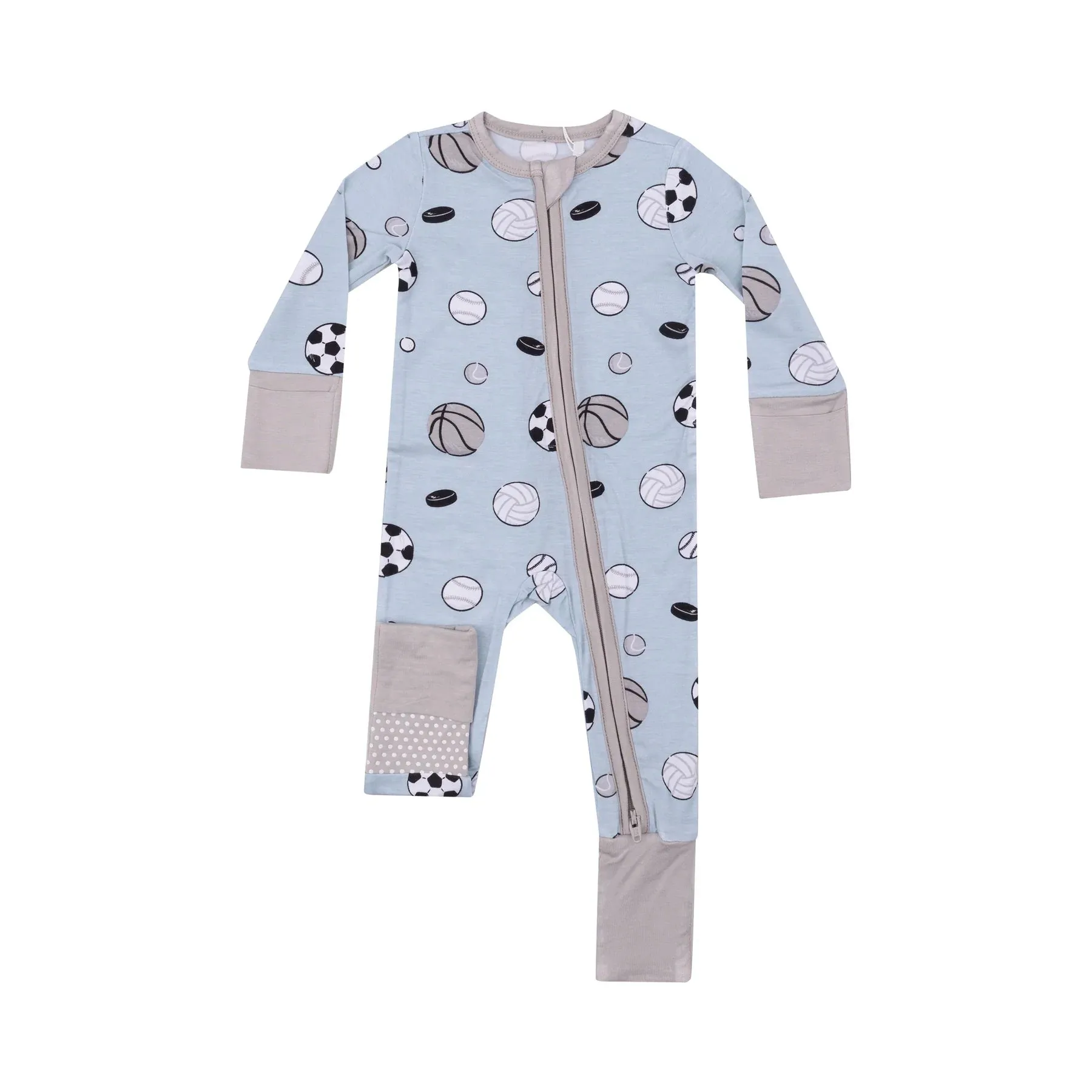 ANGEL DEAR- 2 WAY ZIPPER ROMPER - SPORTS BALL BLUE