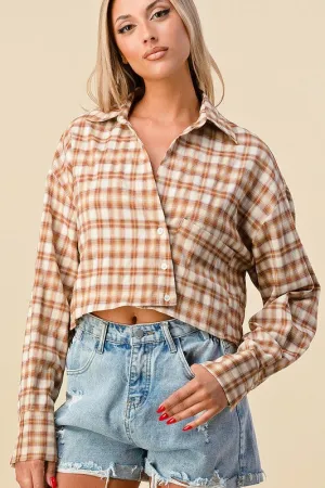 Asymmetric Plaid Button Up