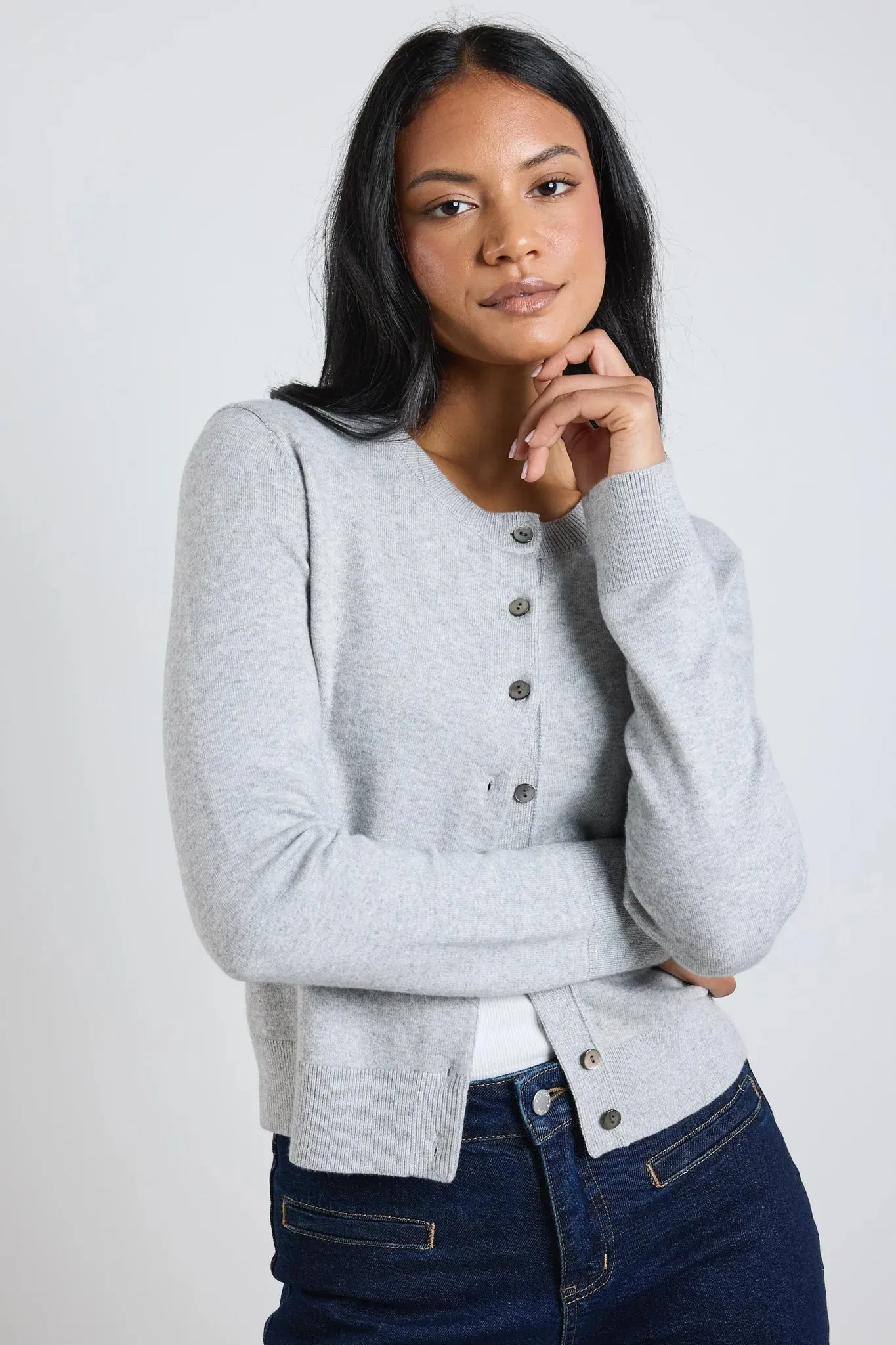 Autograph Cashmere Blend Cardigan Grey/Marle
