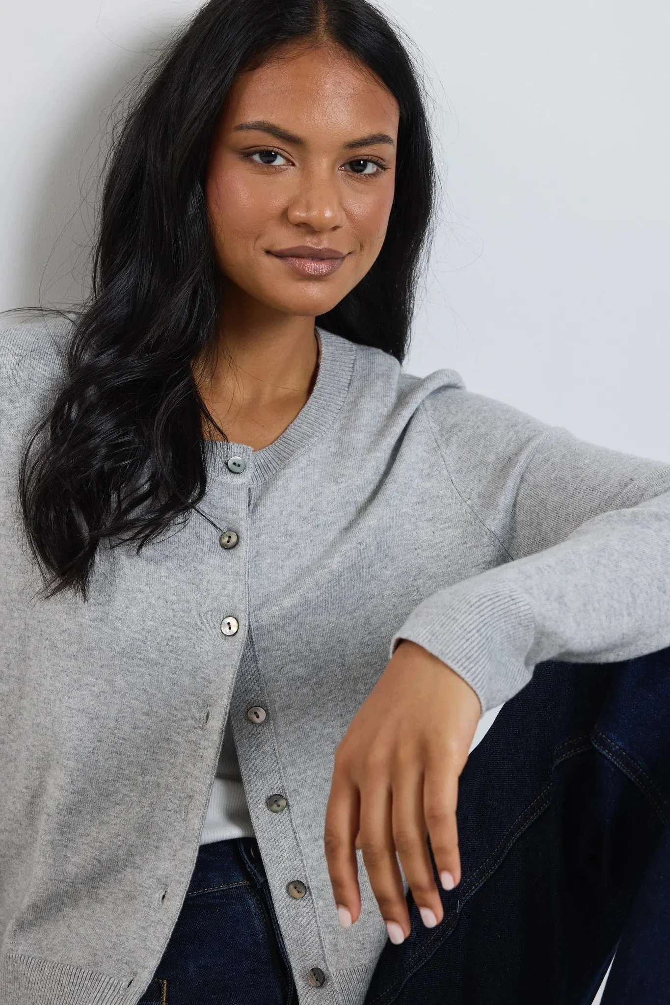 Autograph Cashmere Blend Cardigan Grey/Marle