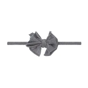 Baby Bling Metallic Baby Skinny Nylon Bow Headband - Silver