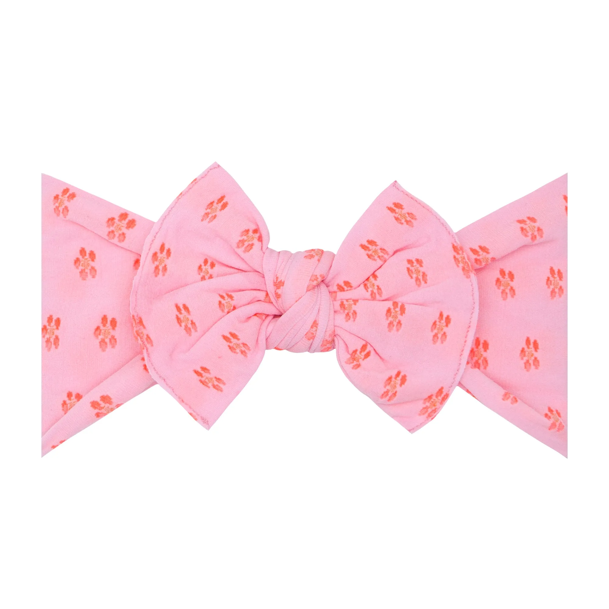 Baby Bling Pink / Neon Coral Flower Patterned Knot Headband