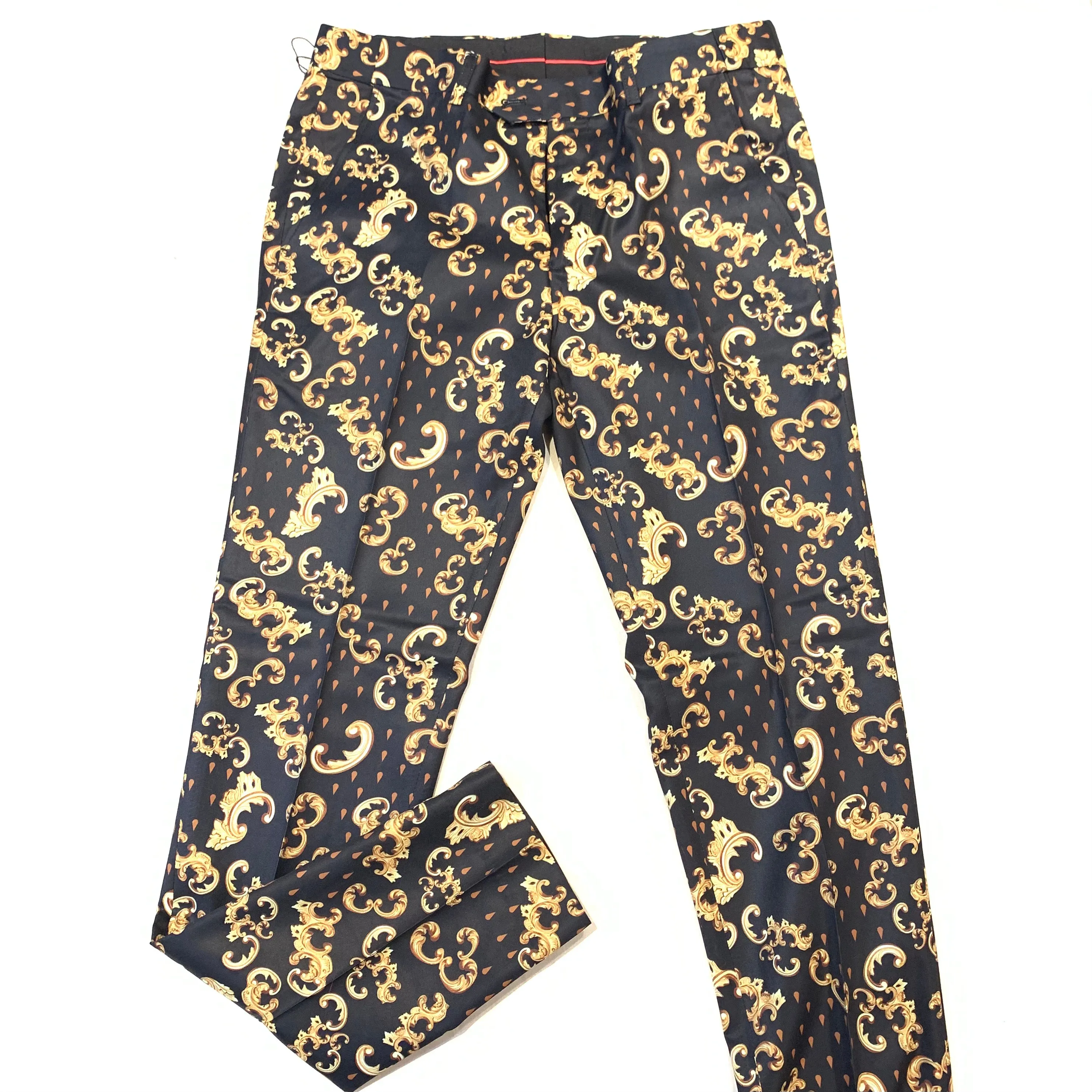 Barabas Black Gold Royal Print Dress Pants