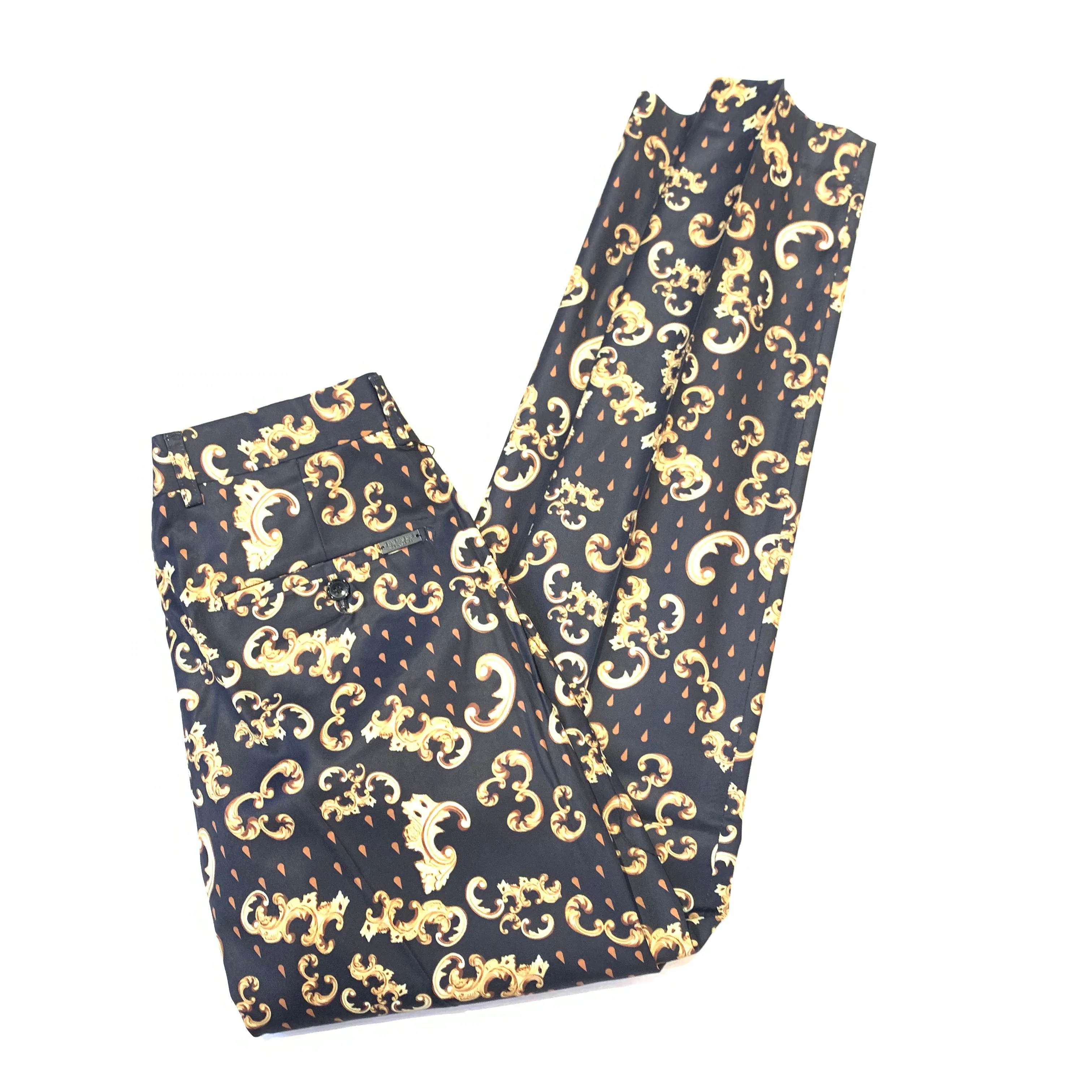 Barabas Black Gold Royal Print Dress Pants
