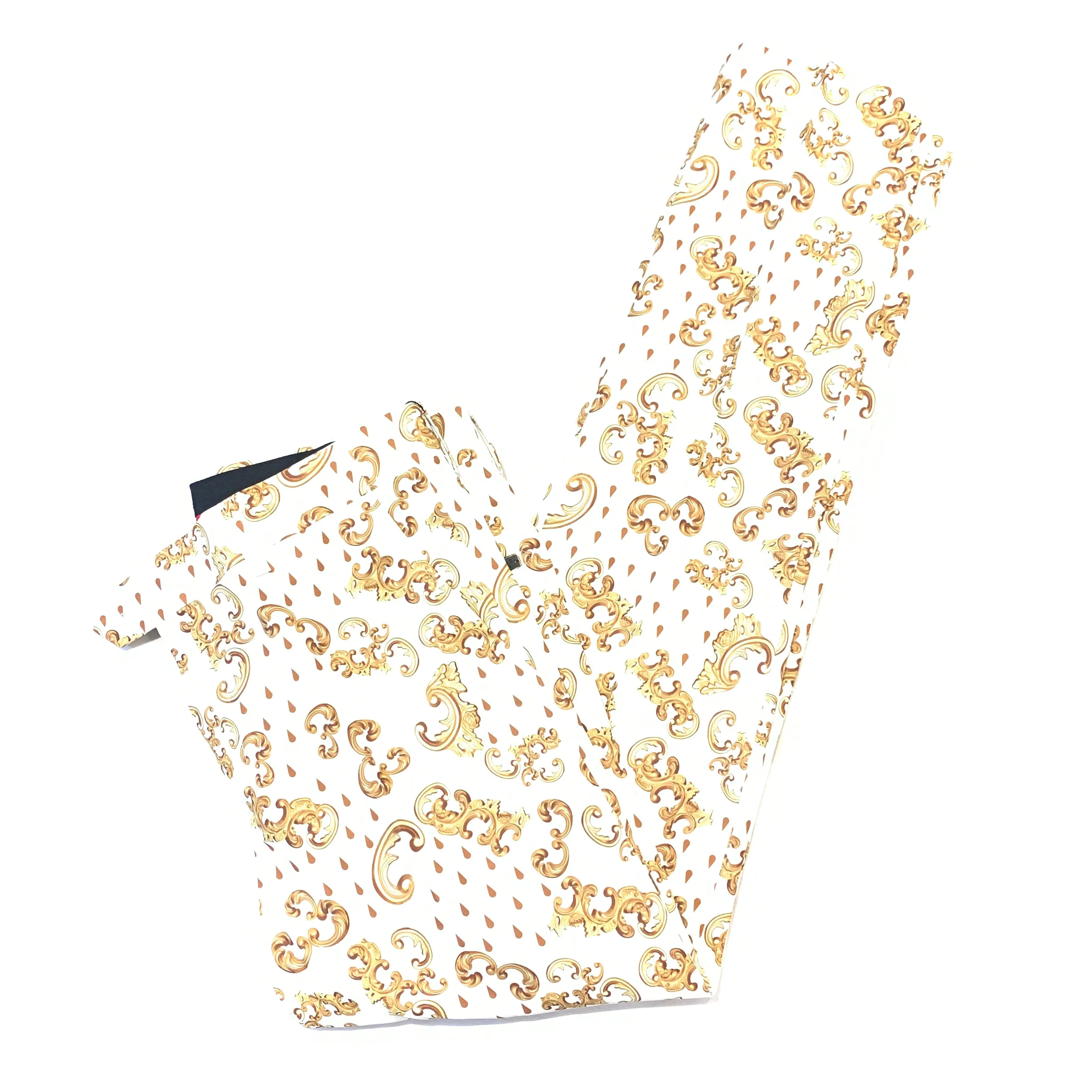 Barabas White Gold Royal Print Dress Pants