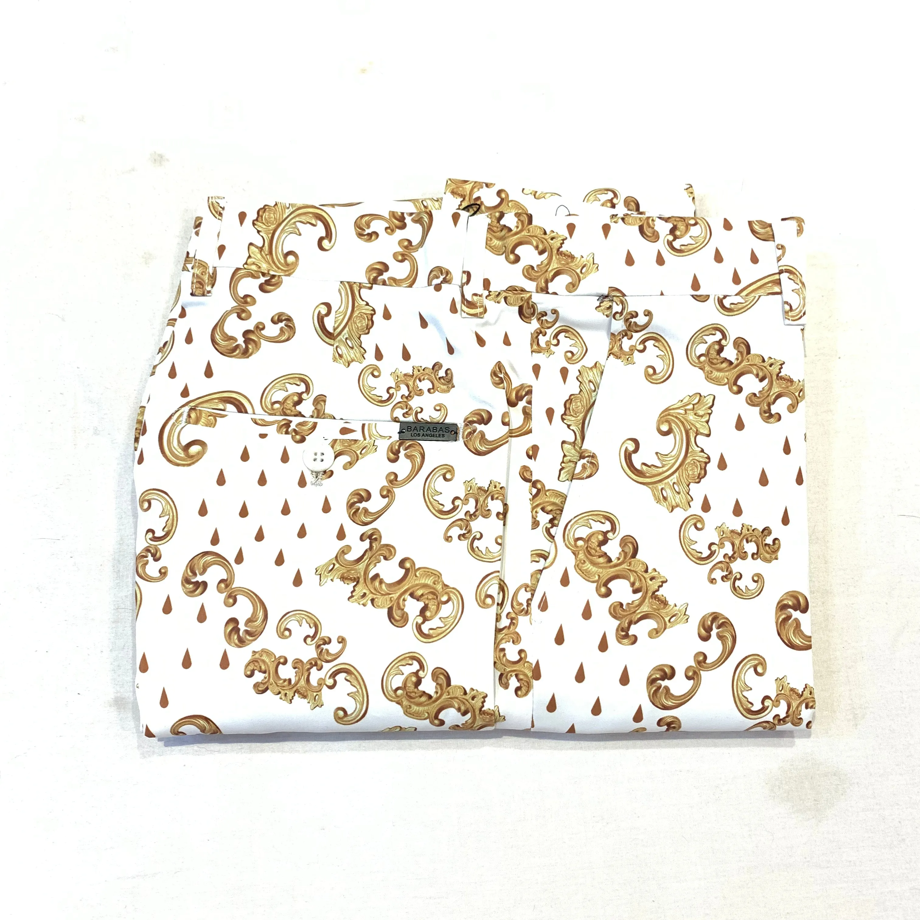 Barabas White Gold Royal Print Dress Pants