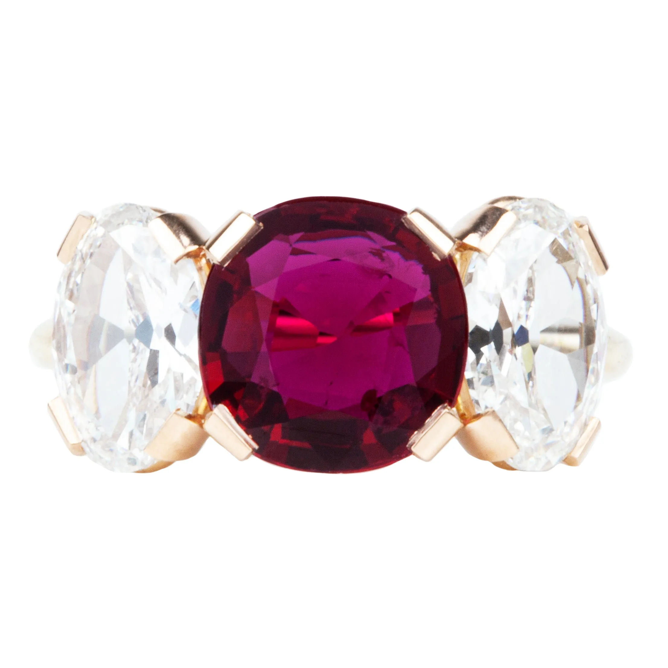 Bell & Bird Three Stone Ruby and Diamond Ring