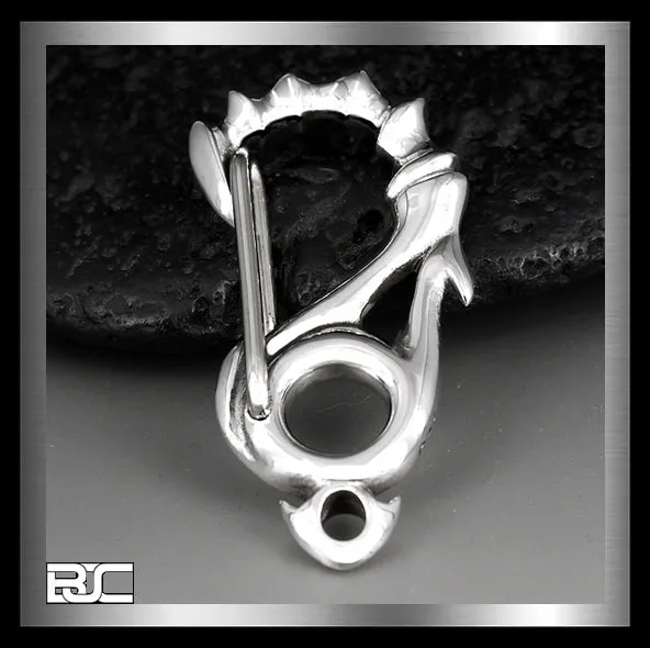 Biker Large Fish Hook Sterling Silver Belt Clip Wallet Chain Keychain Part