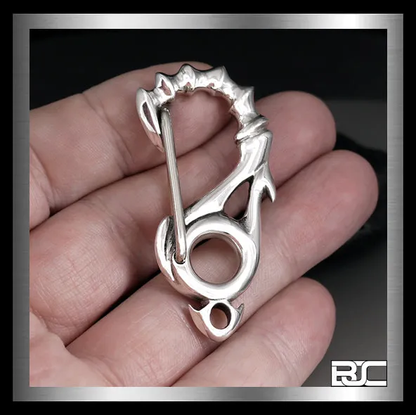 Biker Large Fish Hook Sterling Silver Belt Clip Wallet Chain Keychain Part