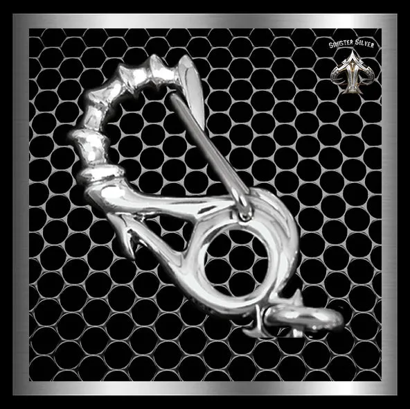 Biker Large Fish Hook Sterling Silver Belt Clip Wallet Chain Keychain Part
