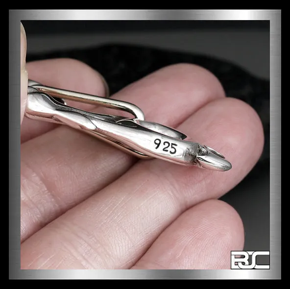 Biker Large Fish Hook Sterling Silver Belt Clip Wallet Chain Keychain Part