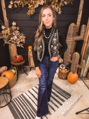 Black Embroidered Vest