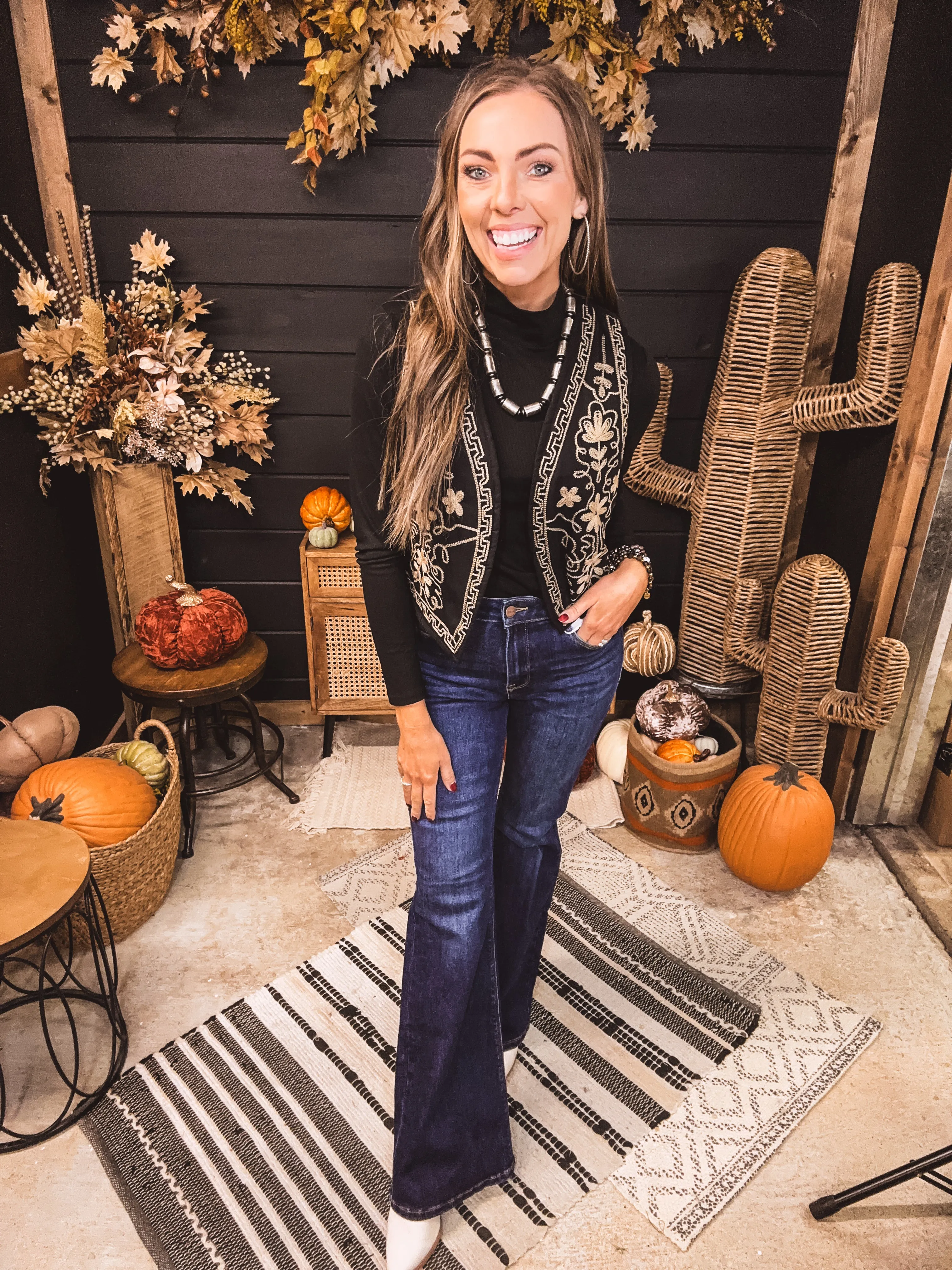 Black Embroidered Vest