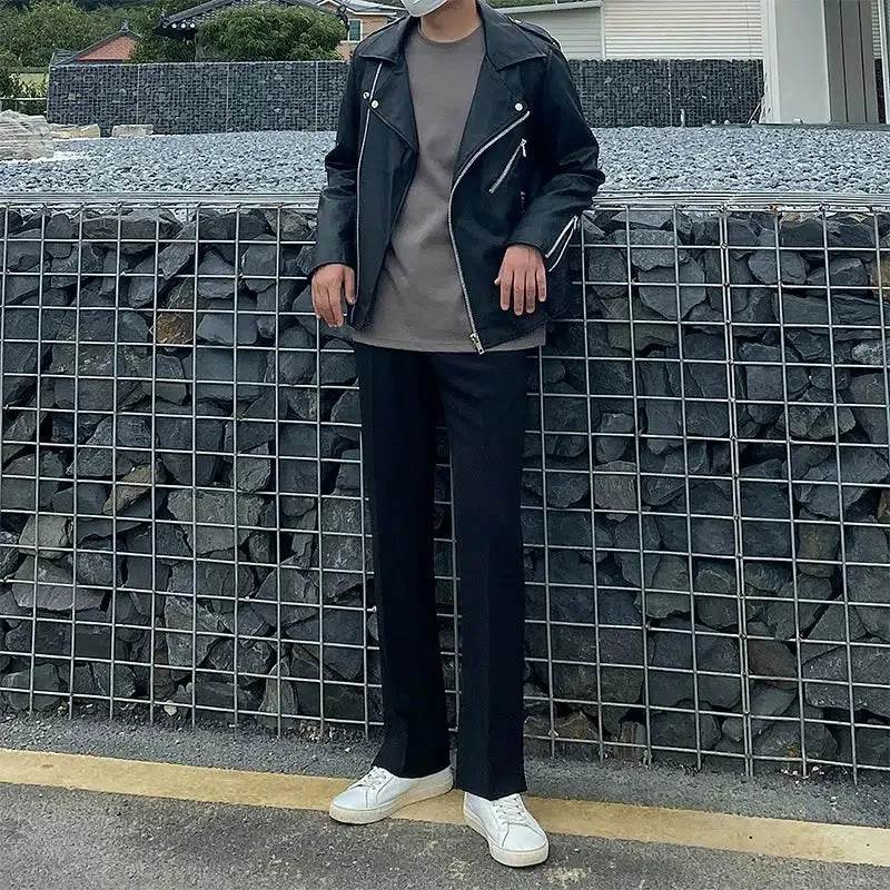 Black Side Slit Pleated Pants
