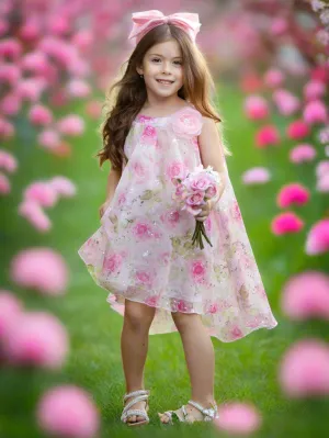 Blush Bloom Floral Chiffon Hi-Lo Dress