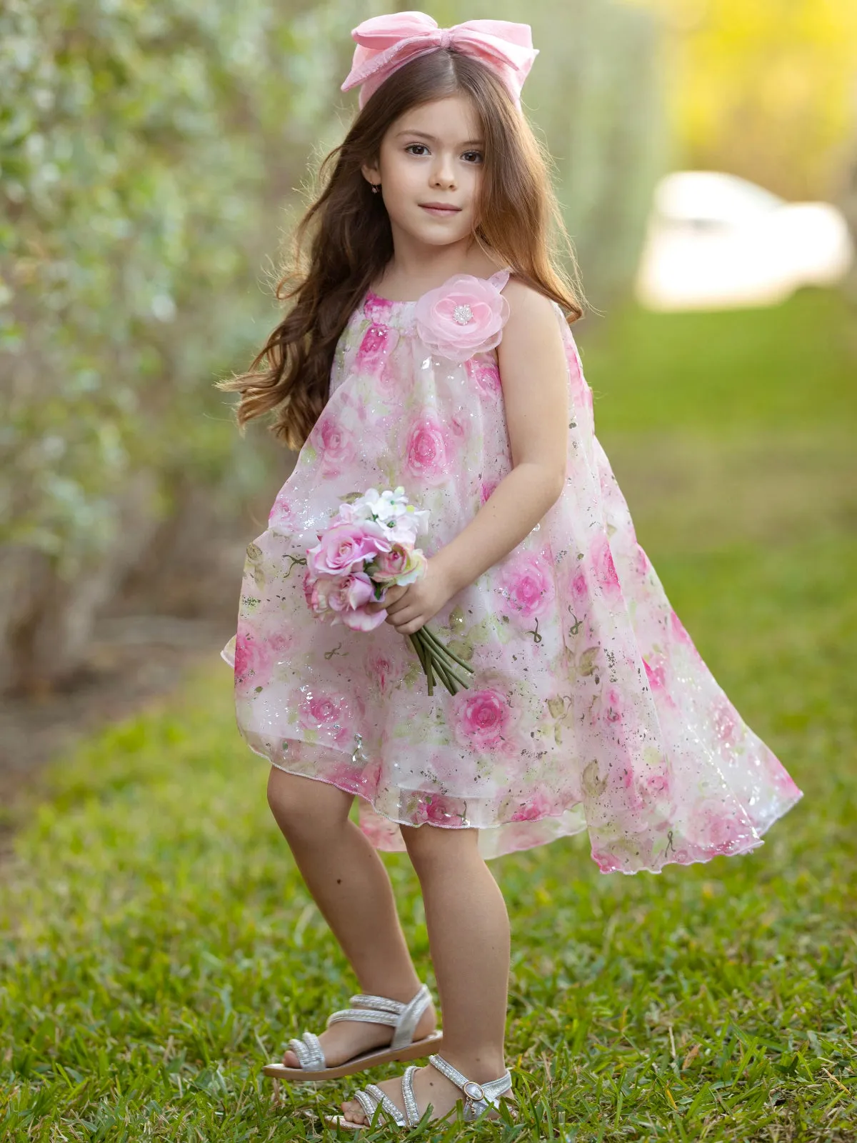 Blush Bloom Floral Chiffon Hi-Lo Dress