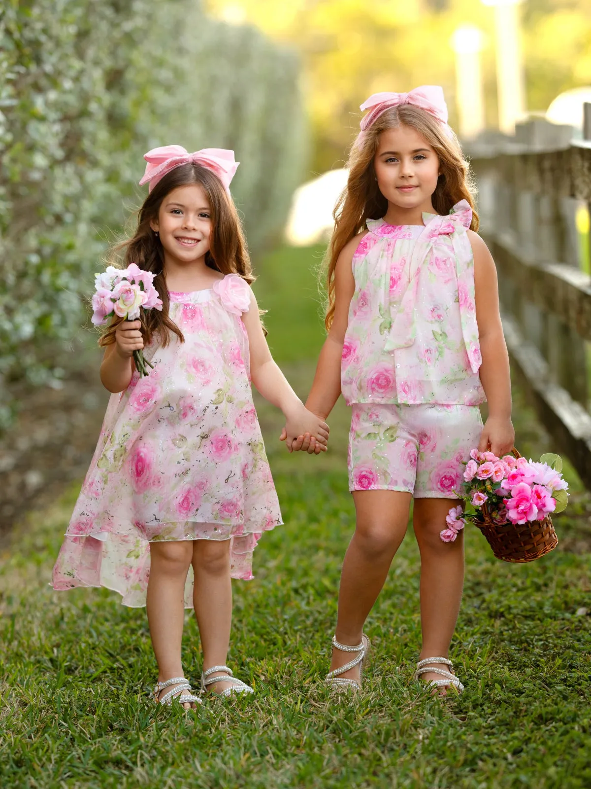 Blush Bloom Floral Chiffon Hi-Lo Dress