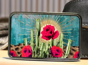 Boho Cactus Rose Belt Buckle