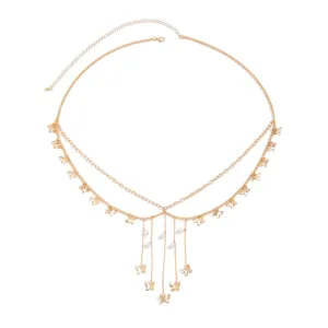 Boho Trendy Layered Butterfly Pearl Tassel Belly Chain