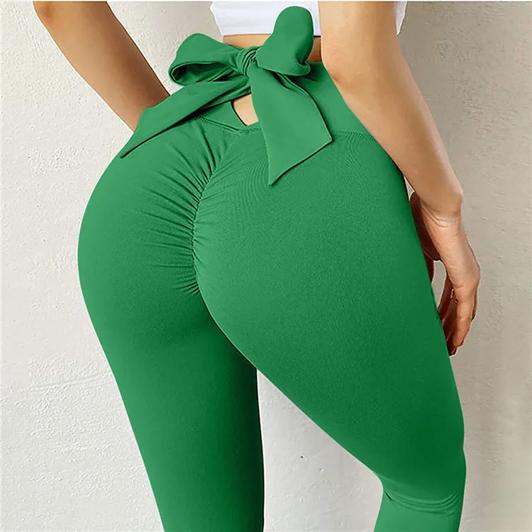 Bow 3 Pack Women's Gradient Butterfly High-Waist Butt-Lifting Leggings | Seamless Yoga Pants | Scrunch Elastic Tights
