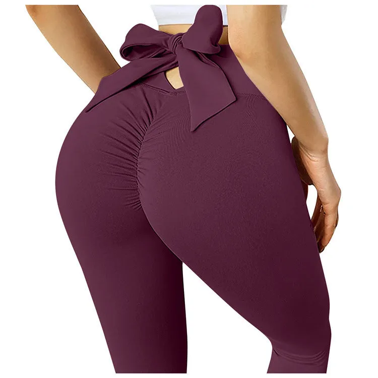 Bow 3 Pack Women's Gradient Butterfly High-Waist Butt-Lifting Leggings | Seamless Yoga Pants | Scrunch Elastic Tights