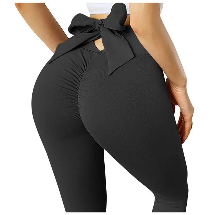 Bow 3 Pack Women's Gradient Butterfly High-Waist Butt-Lifting Leggings | Seamless Yoga Pants | Scrunch Elastic Tights