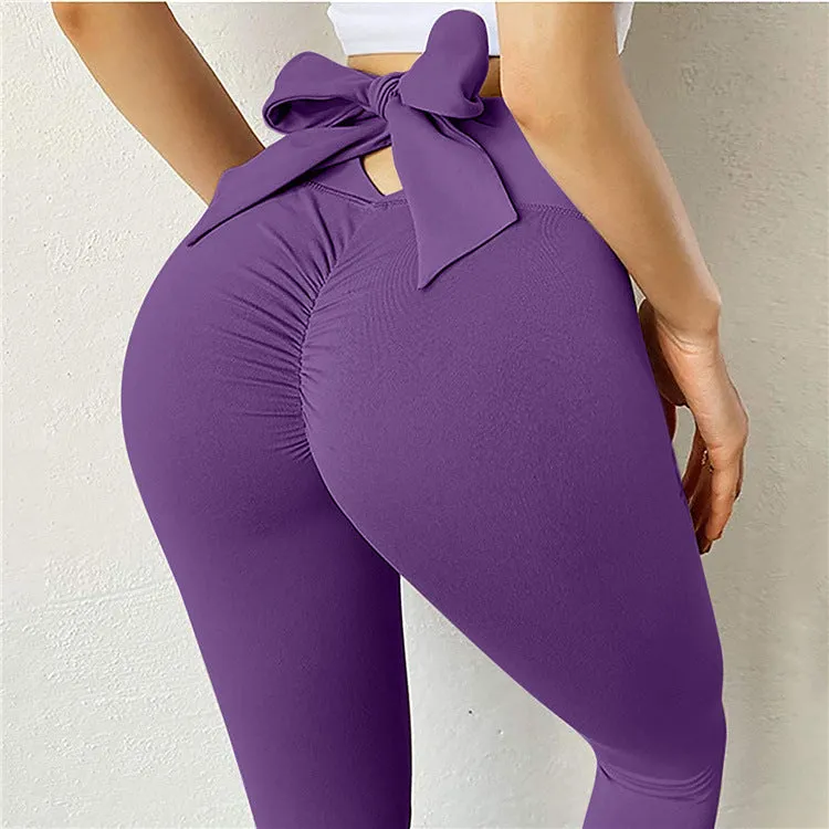 Bow 3 Pack Women's Gradient Butterfly High-Waist Butt-Lifting Leggings | Seamless Yoga Pants | Scrunch Elastic Tights