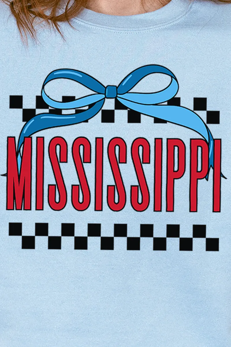 Bow Mississippi Check Heavy-weight Crew Sweatshirt