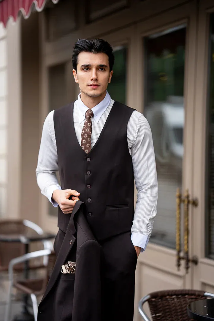 Brabion Brown Slim Fit Men's Suit
