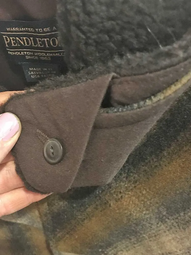 Brown   Olive Plaid Wool Coat by Pendleton