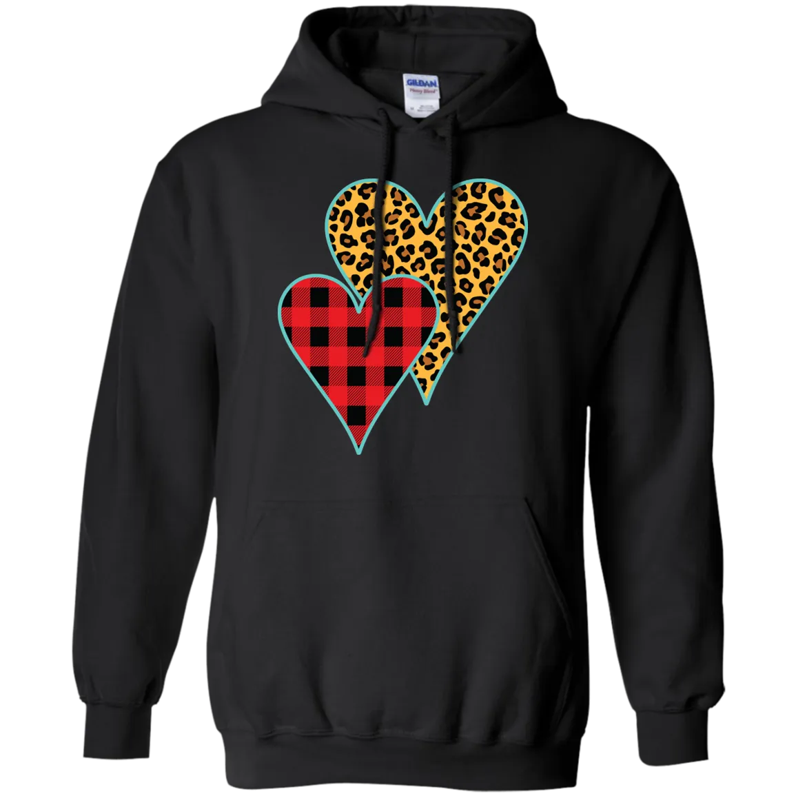 Buffalo Plaid & Leopard Print Heart Hoodie – Perfect for Valentine’s Day and Cozy Everyday Wear!