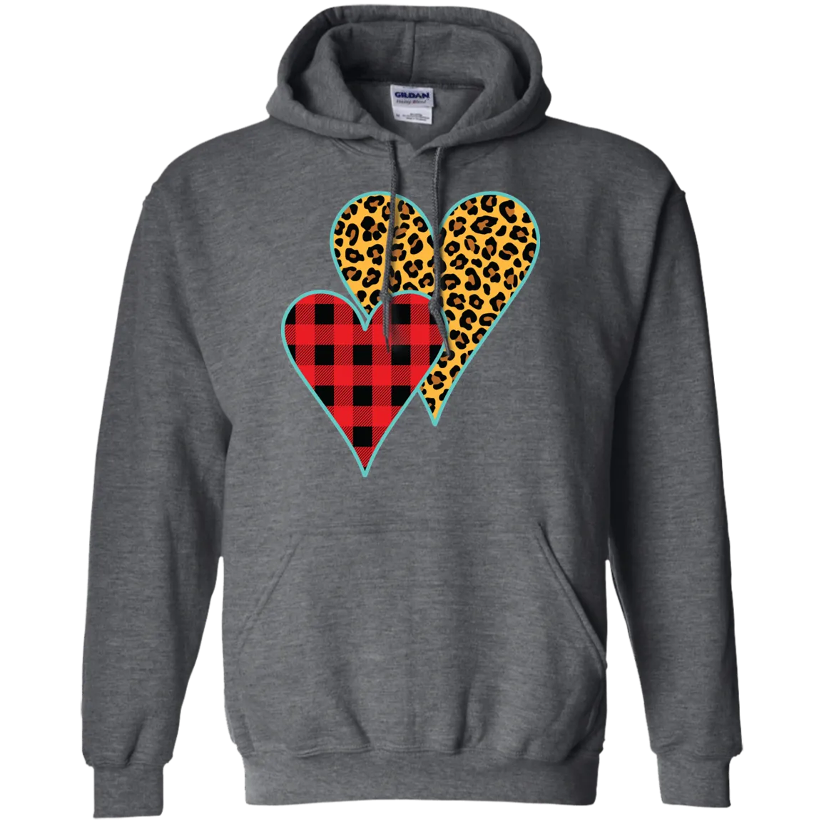 Buffalo Plaid & Leopard Print Heart Hoodie – Perfect for Valentine’s Day and Cozy Everyday Wear!