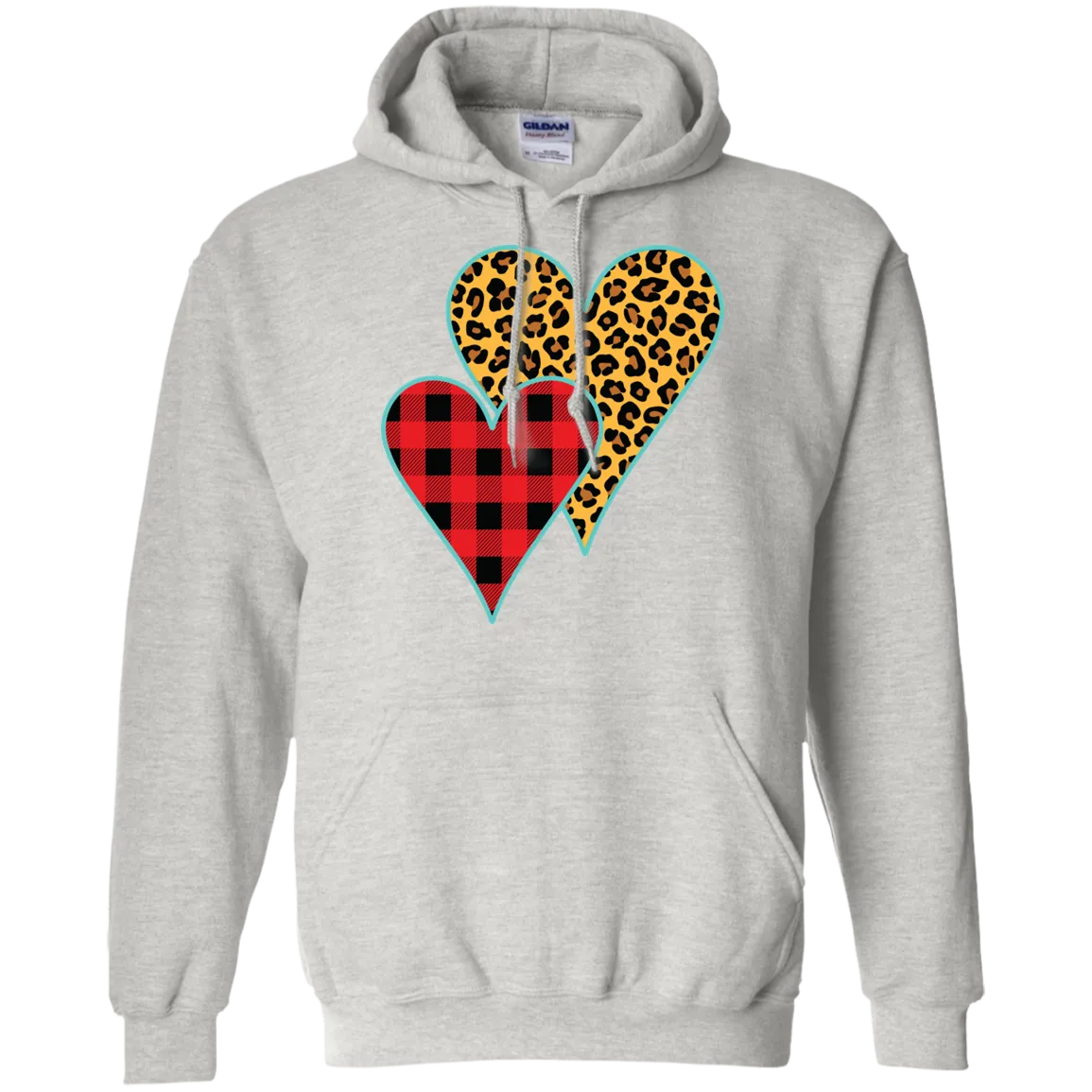 Buffalo Plaid & Leopard Print Heart Hoodie – Perfect for Valentine’s Day and Cozy Everyday Wear!