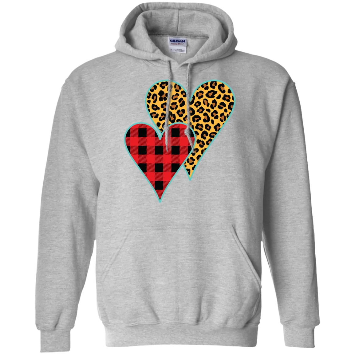 Buffalo Plaid & Leopard Print Heart Hoodie – Perfect for Valentine’s Day and Cozy Everyday Wear!