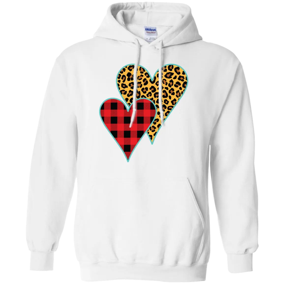 Buffalo Plaid & Leopard Print Heart Hoodie – Perfect for Valentine’s Day and Cozy Everyday Wear!