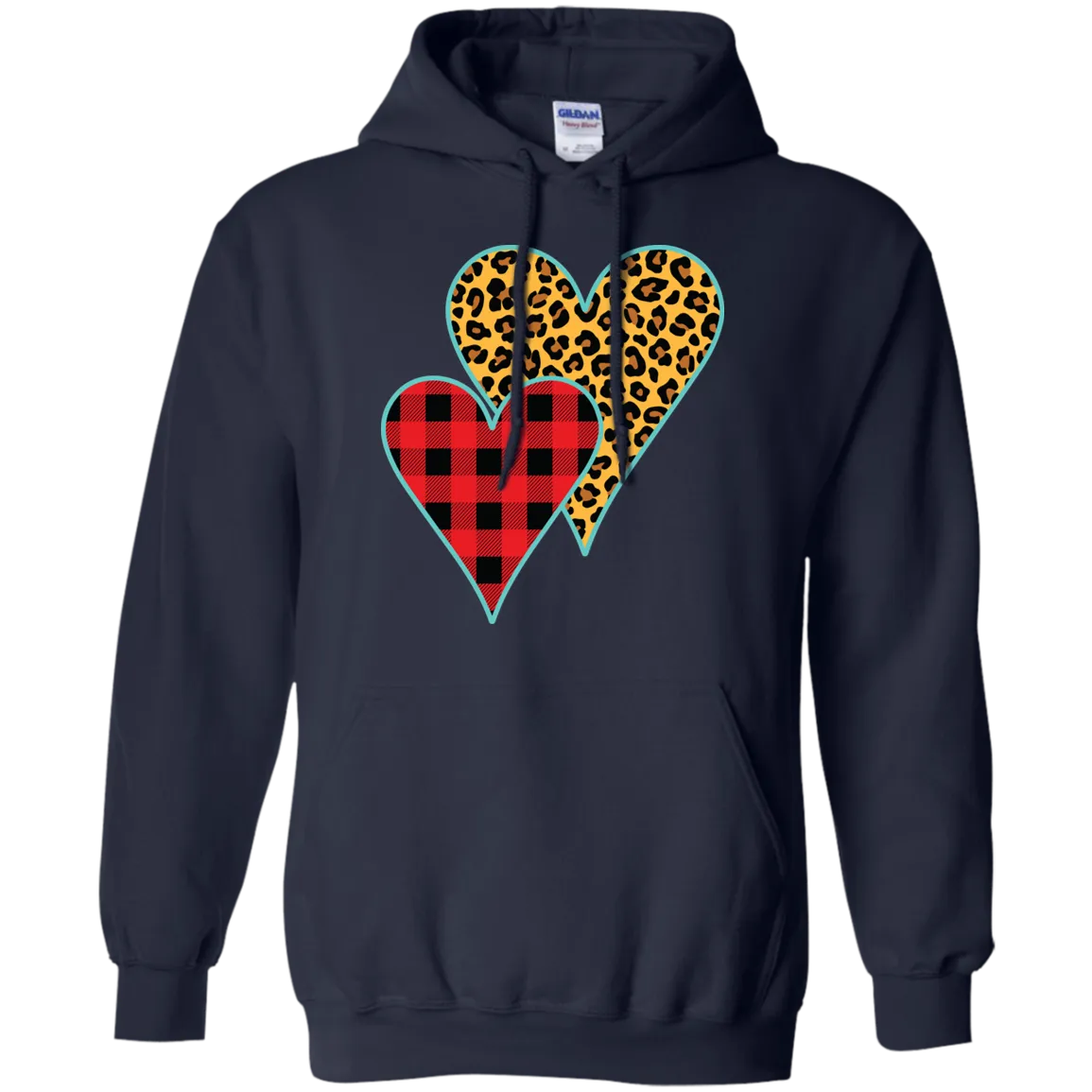 Buffalo Plaid & Leopard Print Heart Hoodie – Perfect for Valentine’s Day and Cozy Everyday Wear!