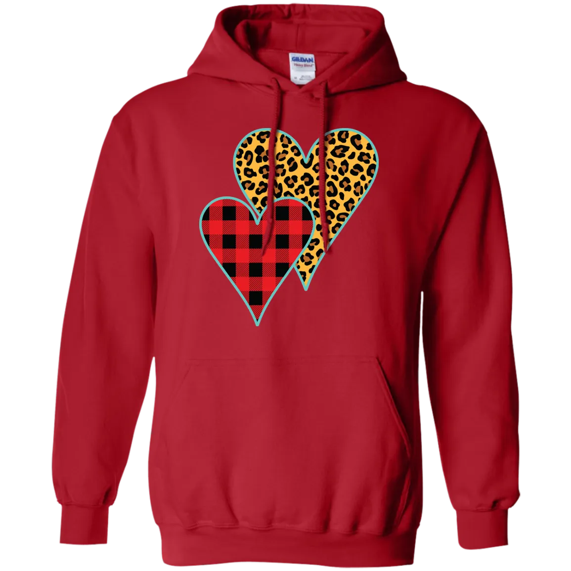 Buffalo Plaid & Leopard Print Heart Hoodie – Perfect for Valentine’s Day and Cozy Everyday Wear!