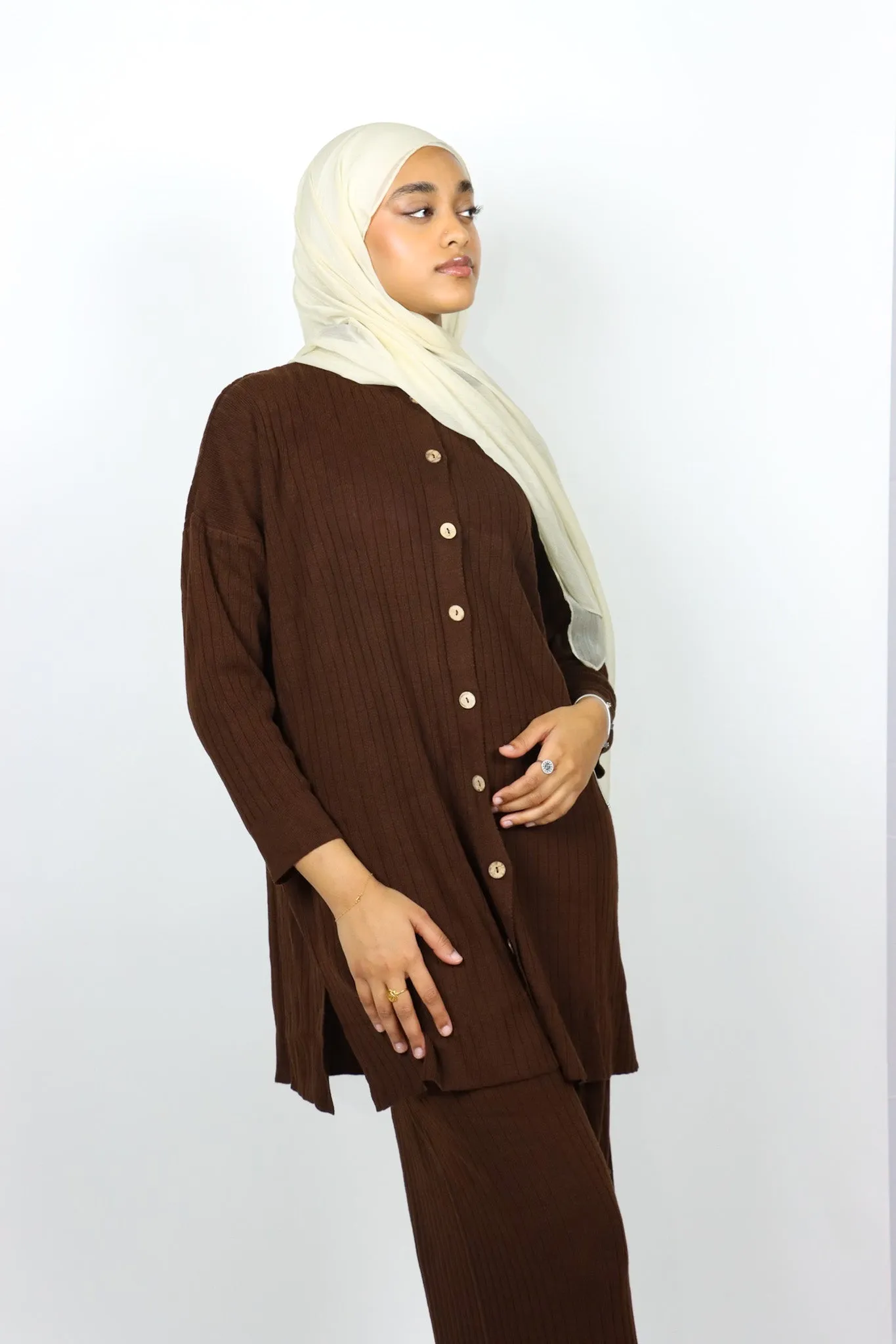 Button Knit Set - Mocha