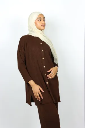 Button Knit Set - Mocha