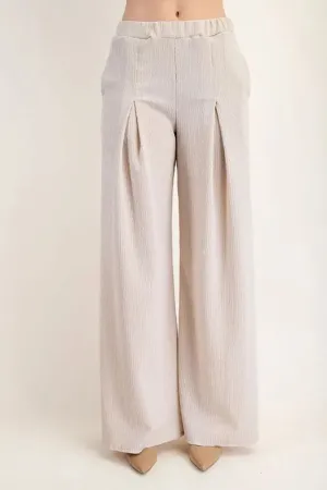 Celeste Textured Wide-Leg Pants with Pockets